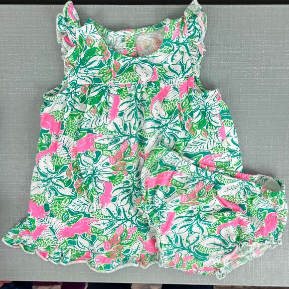 Lilly Pulitzer Cecily Infant Dress Botanical Green Just Wing It 18-24 Months - Picture 12 of 12